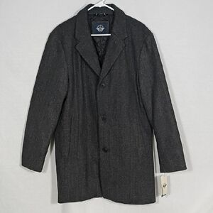 NWT Dockers Gray Wool Blend Mens Trench Coat Size Large Washable Security Pocket